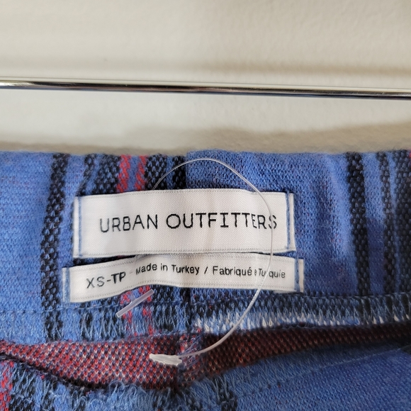 URBAN OUTFITTERS blue plaid straight leg stretch knit academia pull on pants - Picture 5 of 7